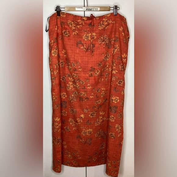 Anthropologie the Korner orange print cotton drawstring skirt,  Lg. - Picture 1 of 7